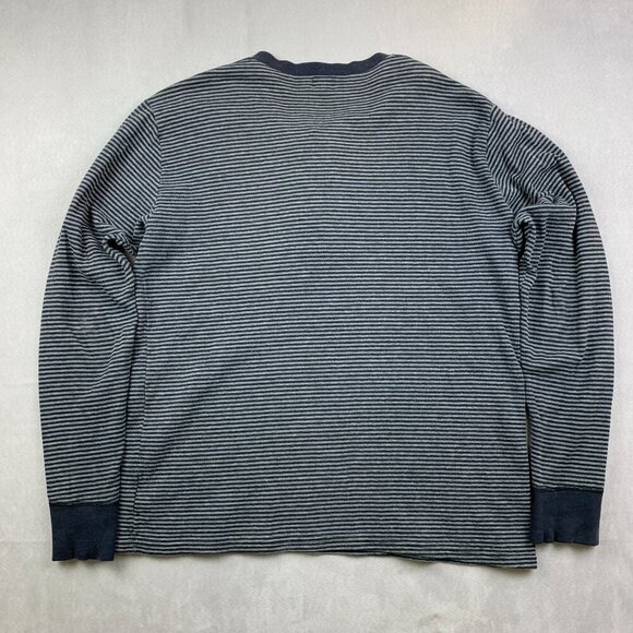 Vtg LL Bean Mens Shirt Large Blue Gray Striped Henley River Driver Double Layer - Picture 6 of 6